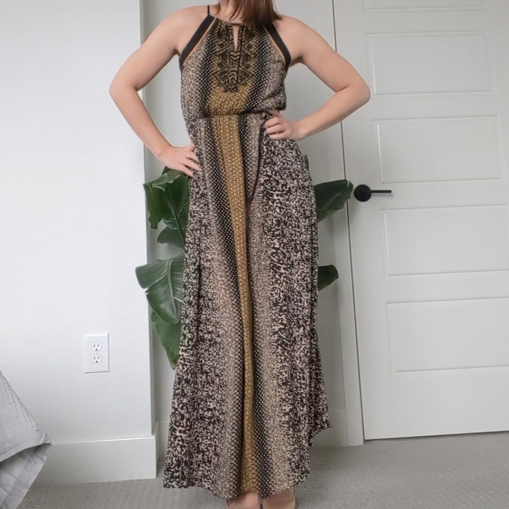 Black/Tan Silk Floor Length XSP Dress